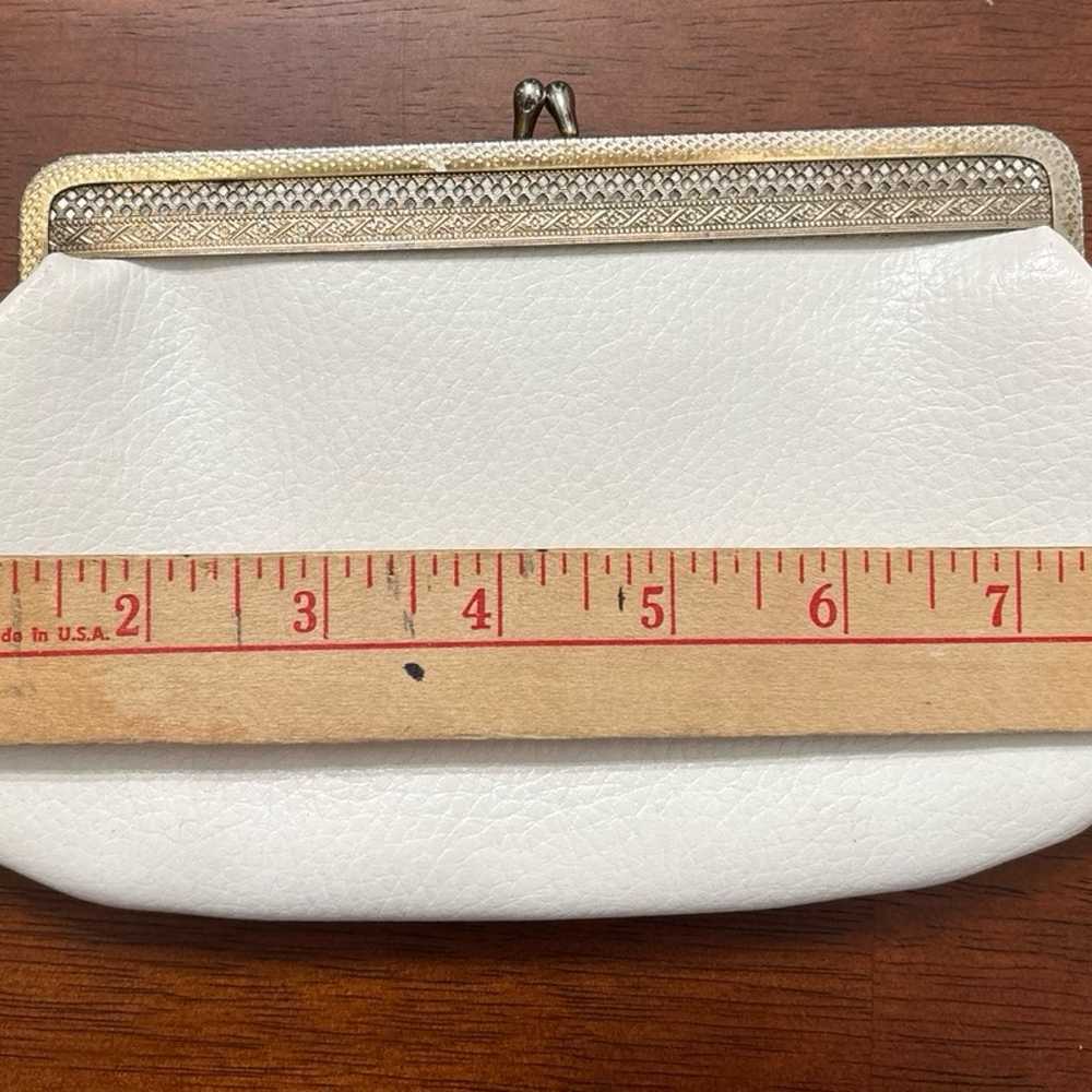 Vintage Off White Clutch Purse with Gold Tone Orn… - image 5