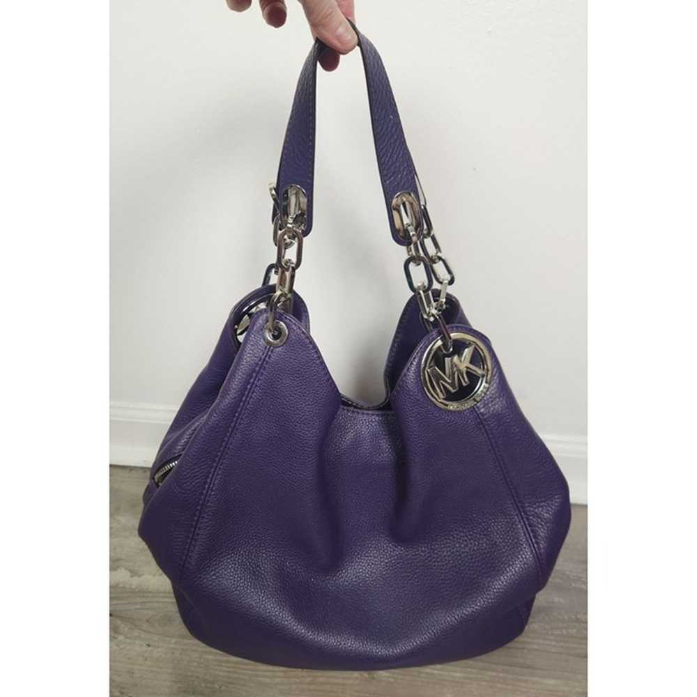 Michael Kors Fulton Purple Pebbled Leather Should… - image 1