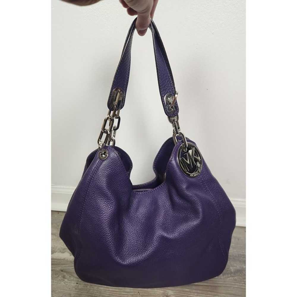 Michael Kors Fulton Purple Pebbled Leather Should… - image 2