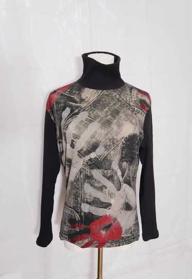 vintage grunge rock y2k Handprint Turtleneck Sweat