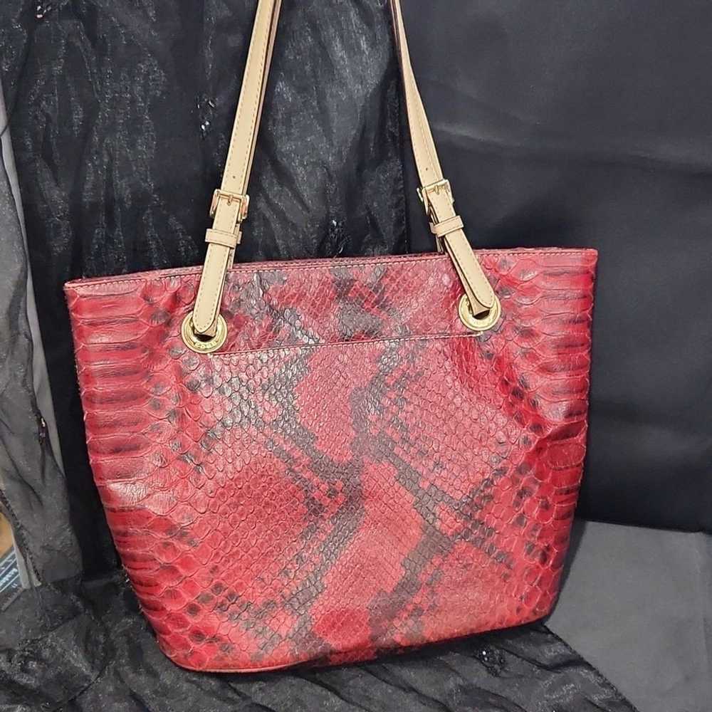 Michael Kors python skin tote bag, red - image 12