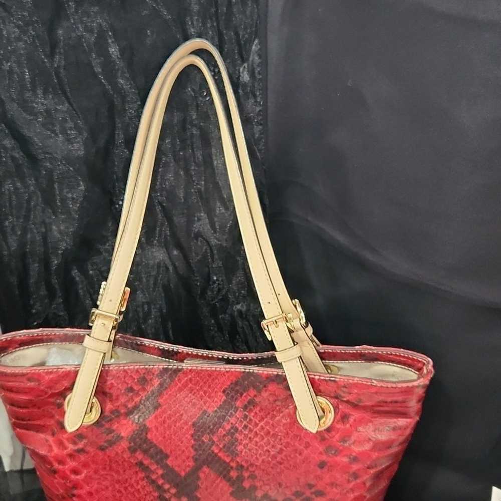 Michael Kors python skin tote bag, red - image 7