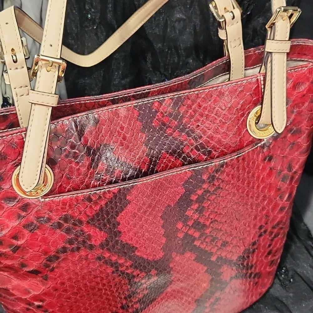 Michael Kors python skin tote bag, red - image 8