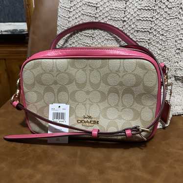 Coach Jes Crossbody In Signature Canvas Pink