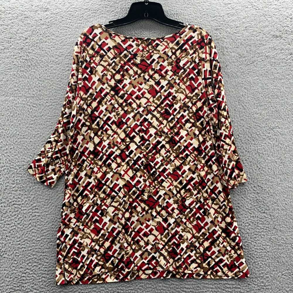 Vintage Womens Petite Medium White Brown Red 3/4 … - image 2