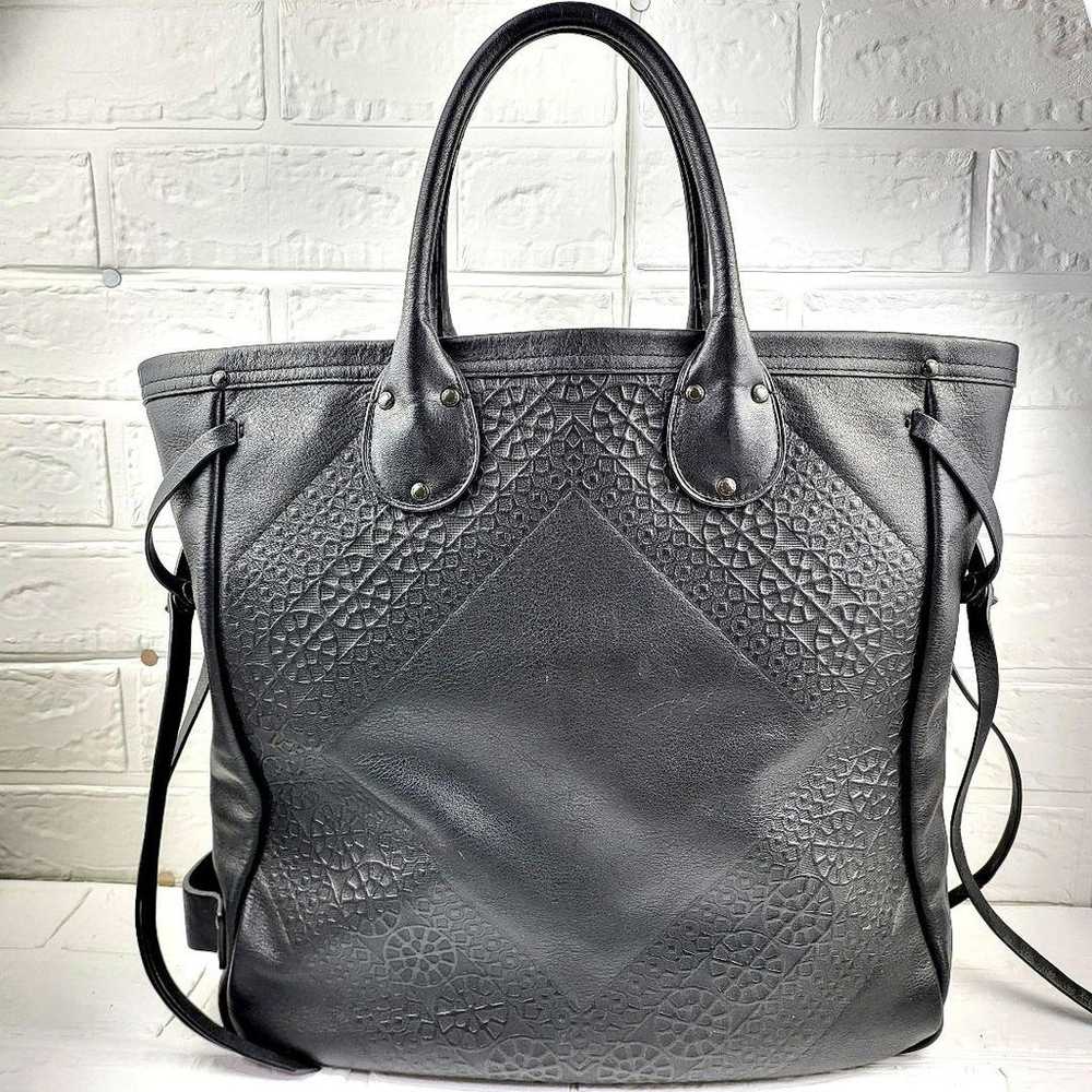 COACH Tote Bag Leather Embossed Black /EK Women's - image 2