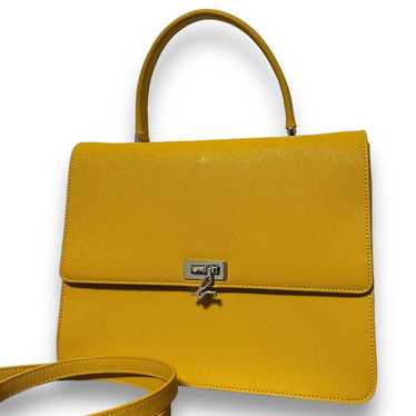 Rare Agnes b. 2way handbag shoulder bag yellow log