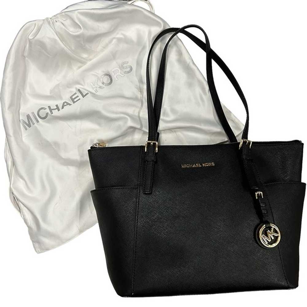 Micheal Kors Charlotte Jet Set Large Black Tote G… - image 1