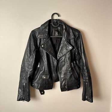 ZARA trf outer wear ブラック レザージャケット Mサイズ ZARA TRF Outerwear Black Lambskin Glove Leather Moto Jacket