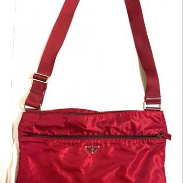 PRADA Nylon Shoulder Bag Red