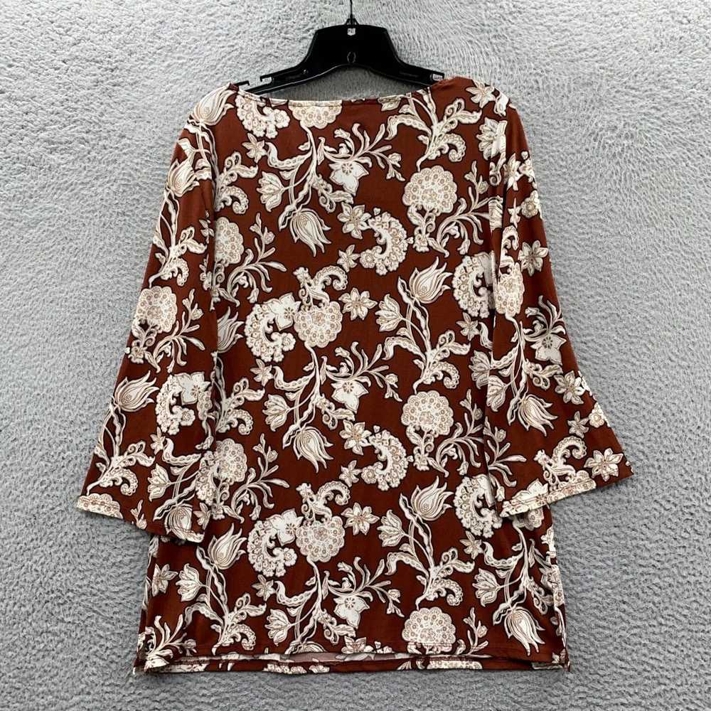 Vintage Women's Chic Floral Blouse in Brown Beige… - image 2