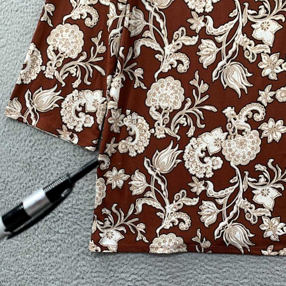 Vintage Women's Chic Floral Blouse in Brown Beige… - image 6