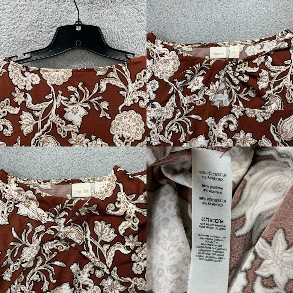 Vintage Women's Chic Floral Blouse in Brown Beige… - image 8