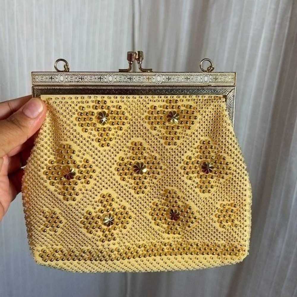 Vintage Gold Beaded Mini Cloth Bag - image 3