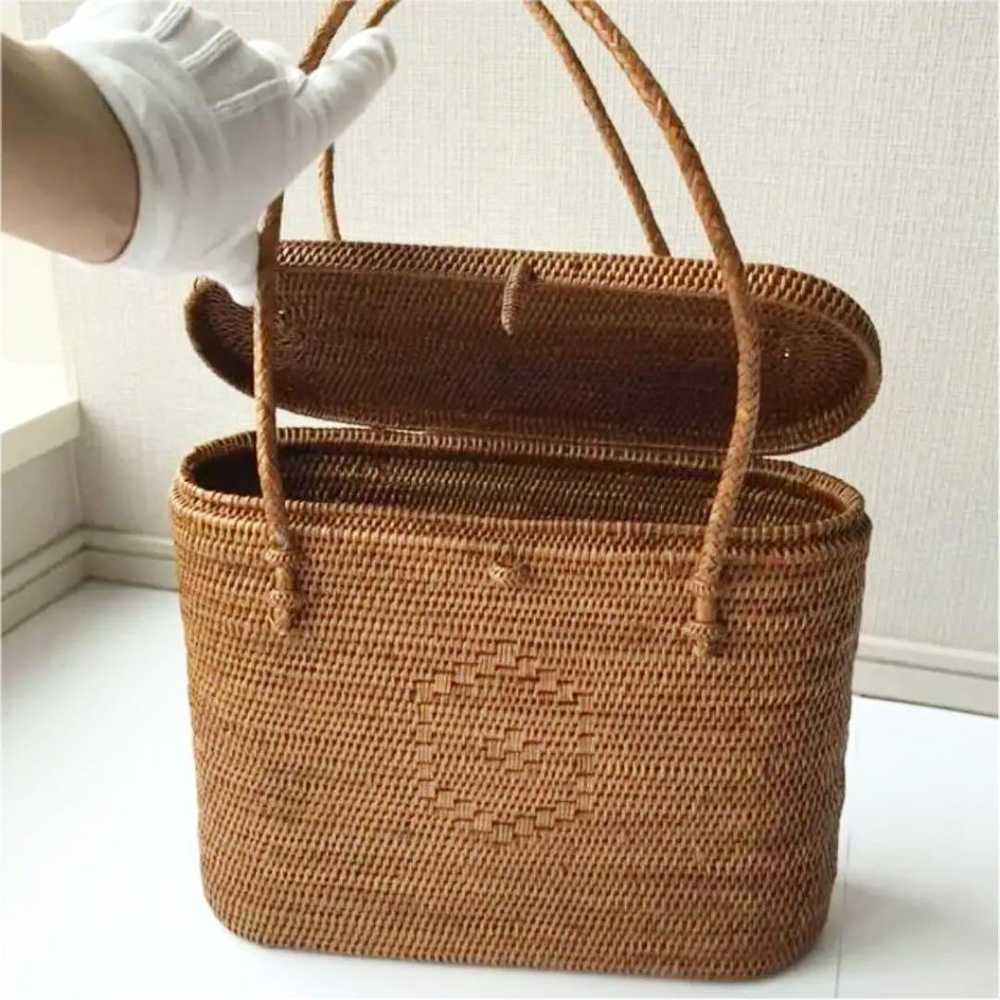 【Very Popular】Handwoven basket bag with lid made … - image 3