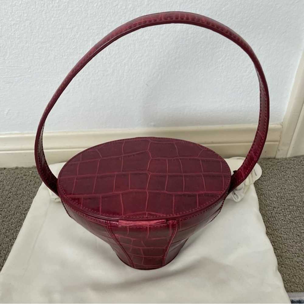 Staud Alice Croc Embossed Leather Bucket Bag RED … - image 3