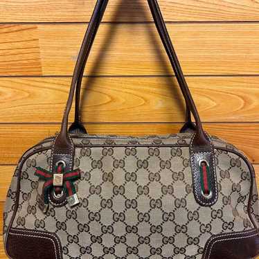 GUCCI Mini Boston Bag Ribbon GG Pattern Sherry Lin