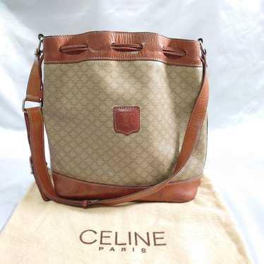 CELINE Macadam Pattern Shoulder Bag Drawstring