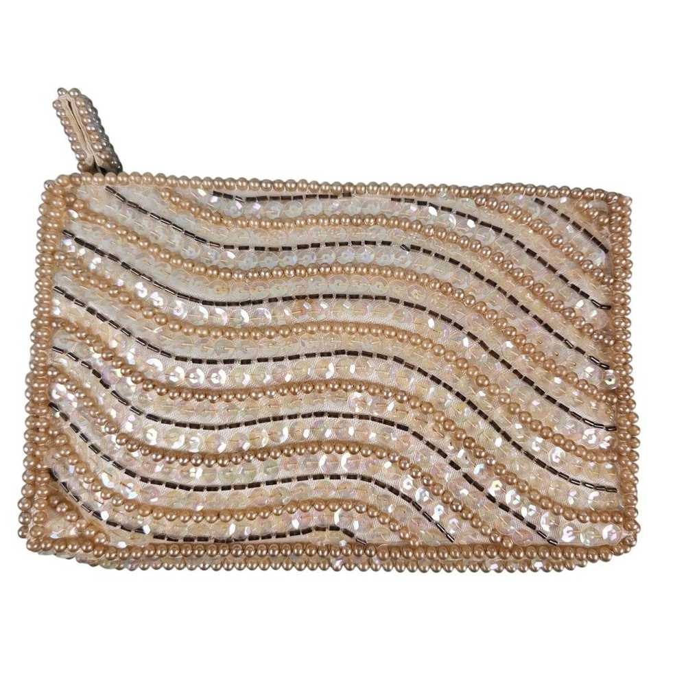 Silvercraft beaded sequined shiny vintage clutch … - image 1