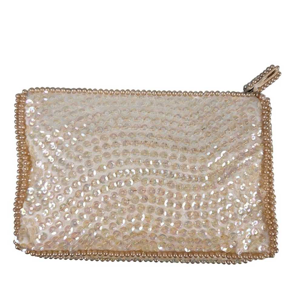 Silvercraft beaded sequined shiny vintage clutch … - image 2