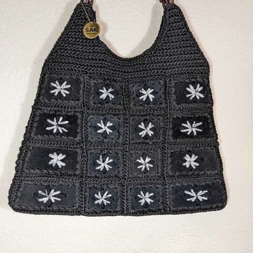 The Sak Black and White Woven Floral Crochet Shou… - image 5