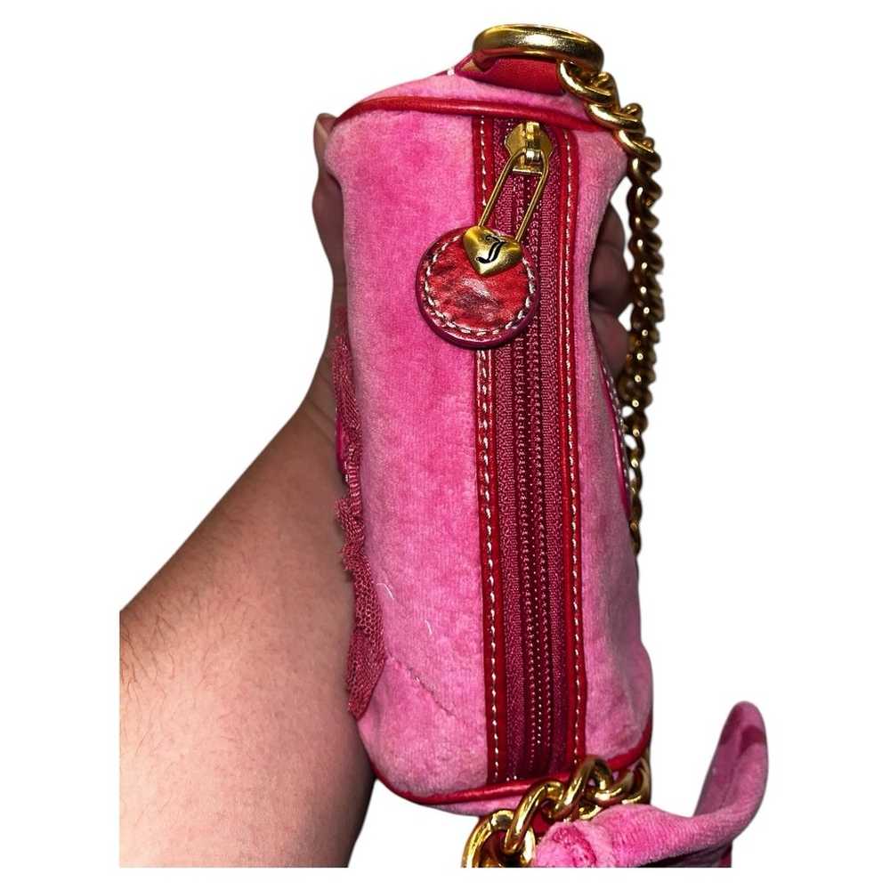 Vintage Juicy Couture Mini Barrel Bag Velour Hot … - image 5