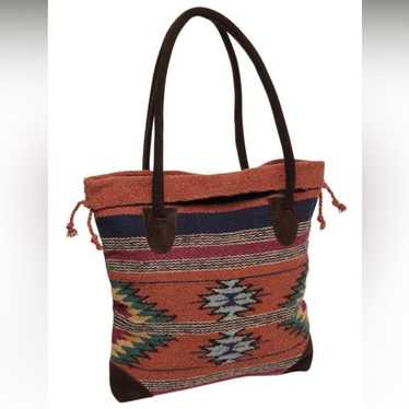 Southwestern Rustic PU Leather Shoulder Tote for women | Orange Tote Bags store in two sizes