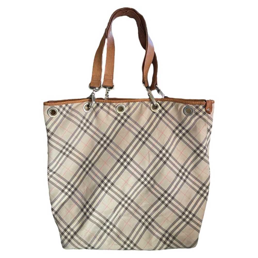 Burberry Blue Label Check Leather Trim Bucket Tote - image 1