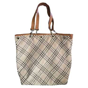 Burberry Blue Label Check Leather Trim Bucket Tote