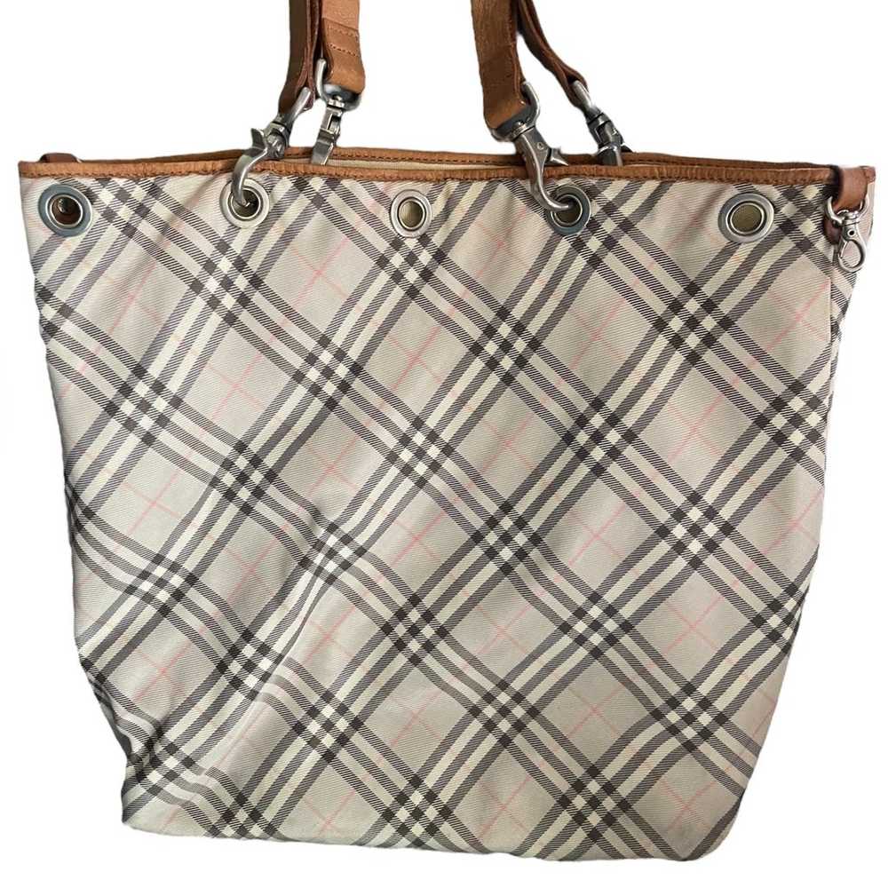 Burberry Blue Label Check Leather Trim Bucket Tote - image 3