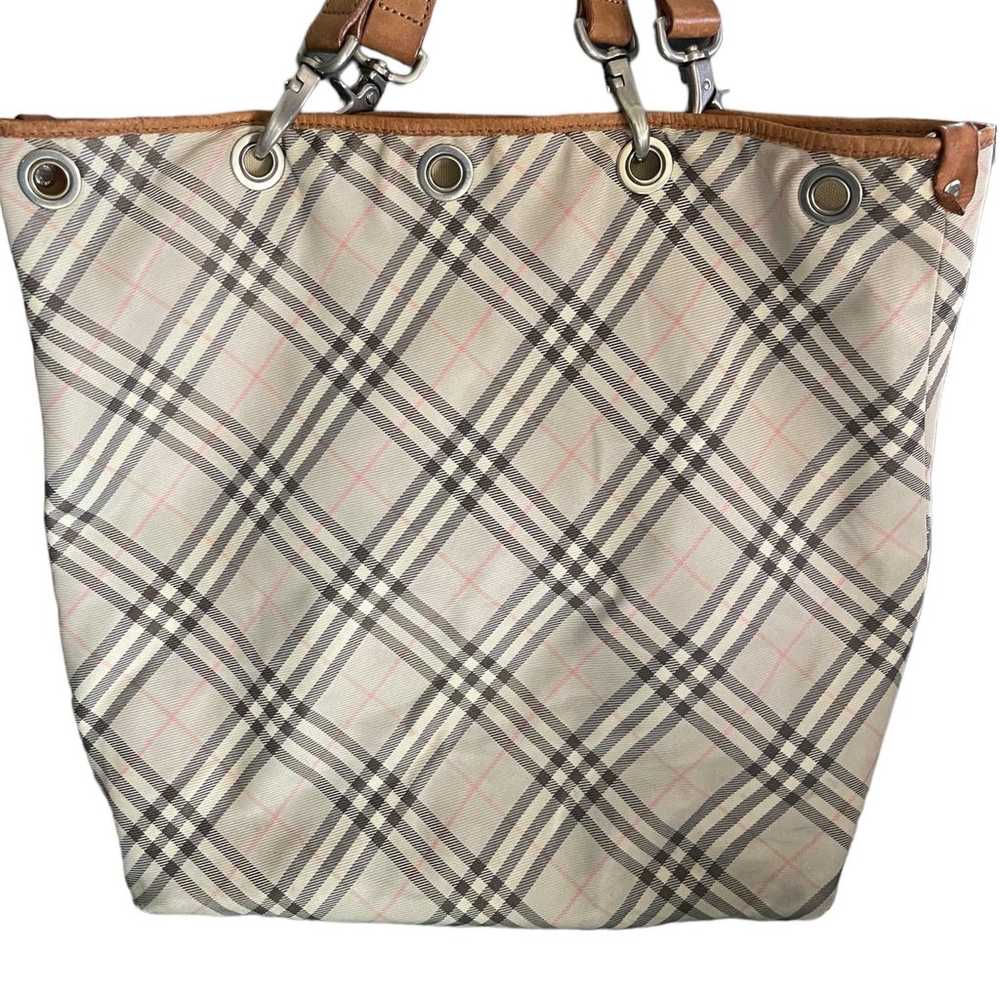 Burberry Blue Label Check Leather Trim Bucket Tote - image 4