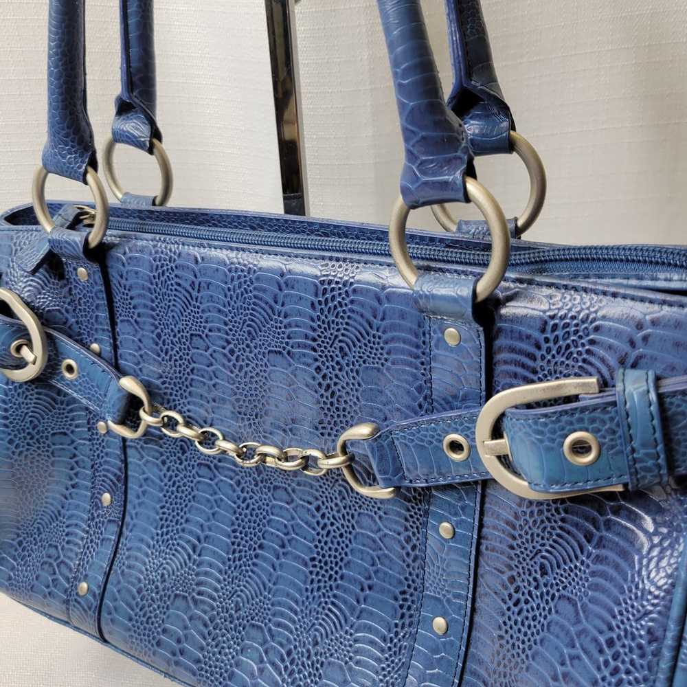 Charlie Lapson Blue Crocodile Vintage Leather Bag - image 2