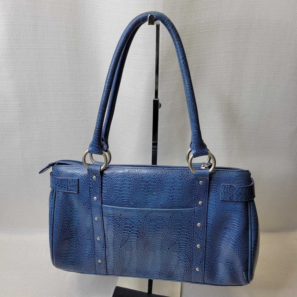 Charlie Lapson Blue Crocodile Vintage Leather Bag - image 4