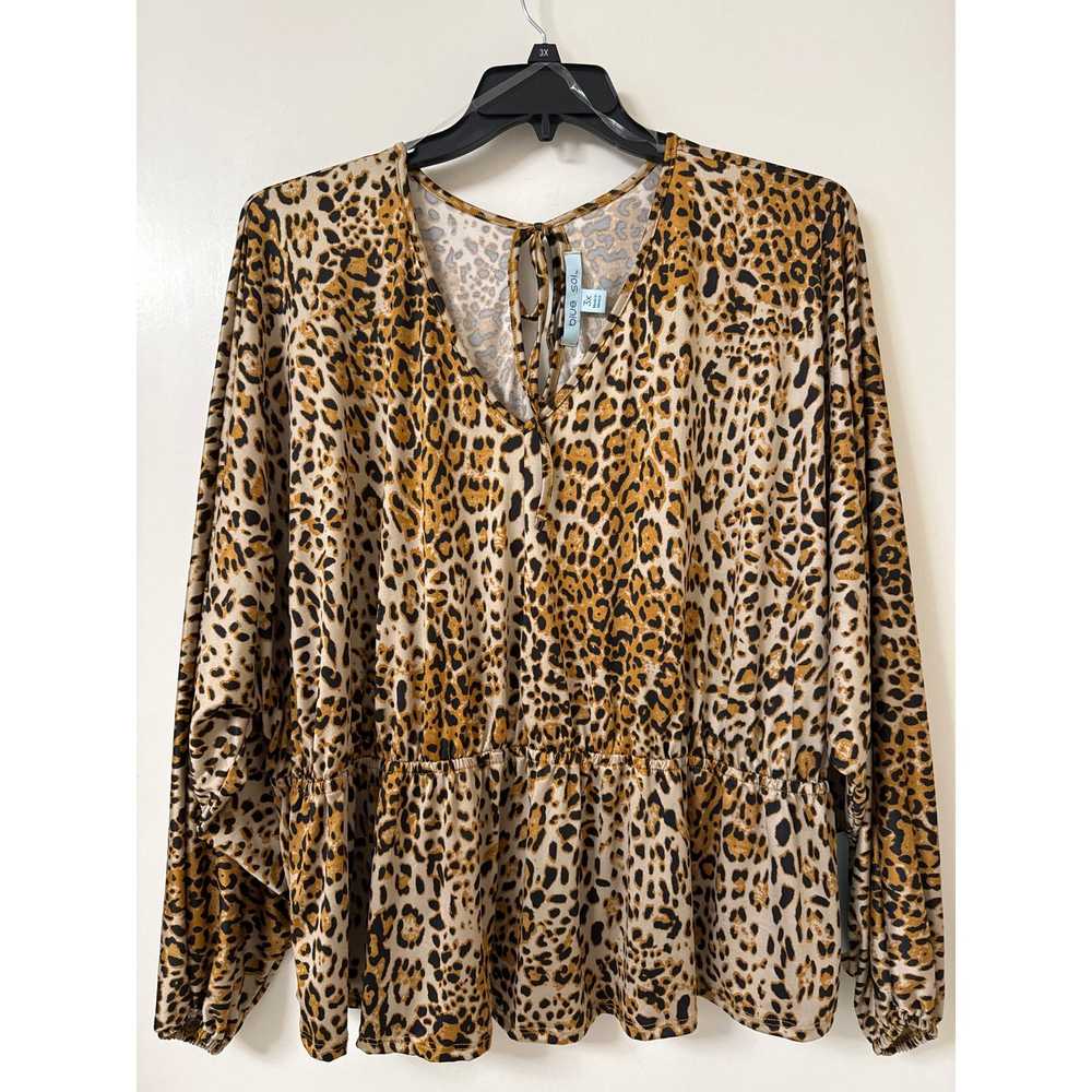 A NWT Blue Sol 3X Blouse Animal Print Long Batwin… - image 1