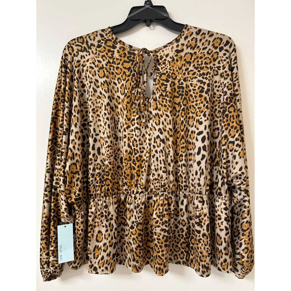 A NWT Blue Sol 3X Blouse Animal Print Long Batwin… - image 2