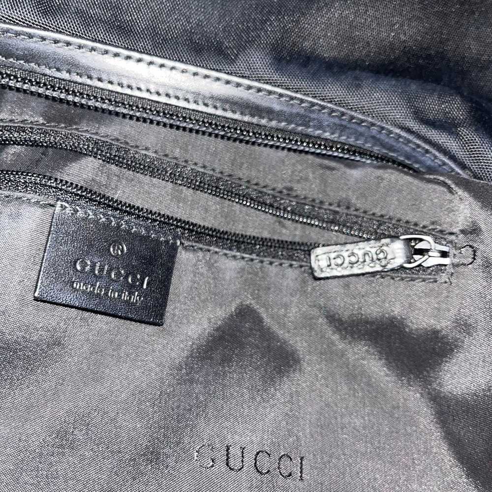 Gucci Black Nylon Leather Silver Chain Shoulder B… - image 7