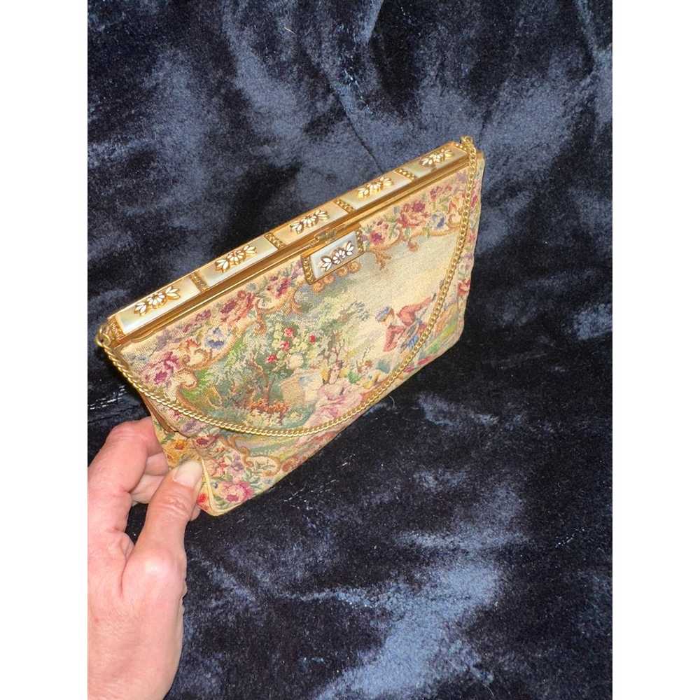 1940's WALBORG PETITPOINT BAG W/ UNIQUE MOTHER OF… - image 11