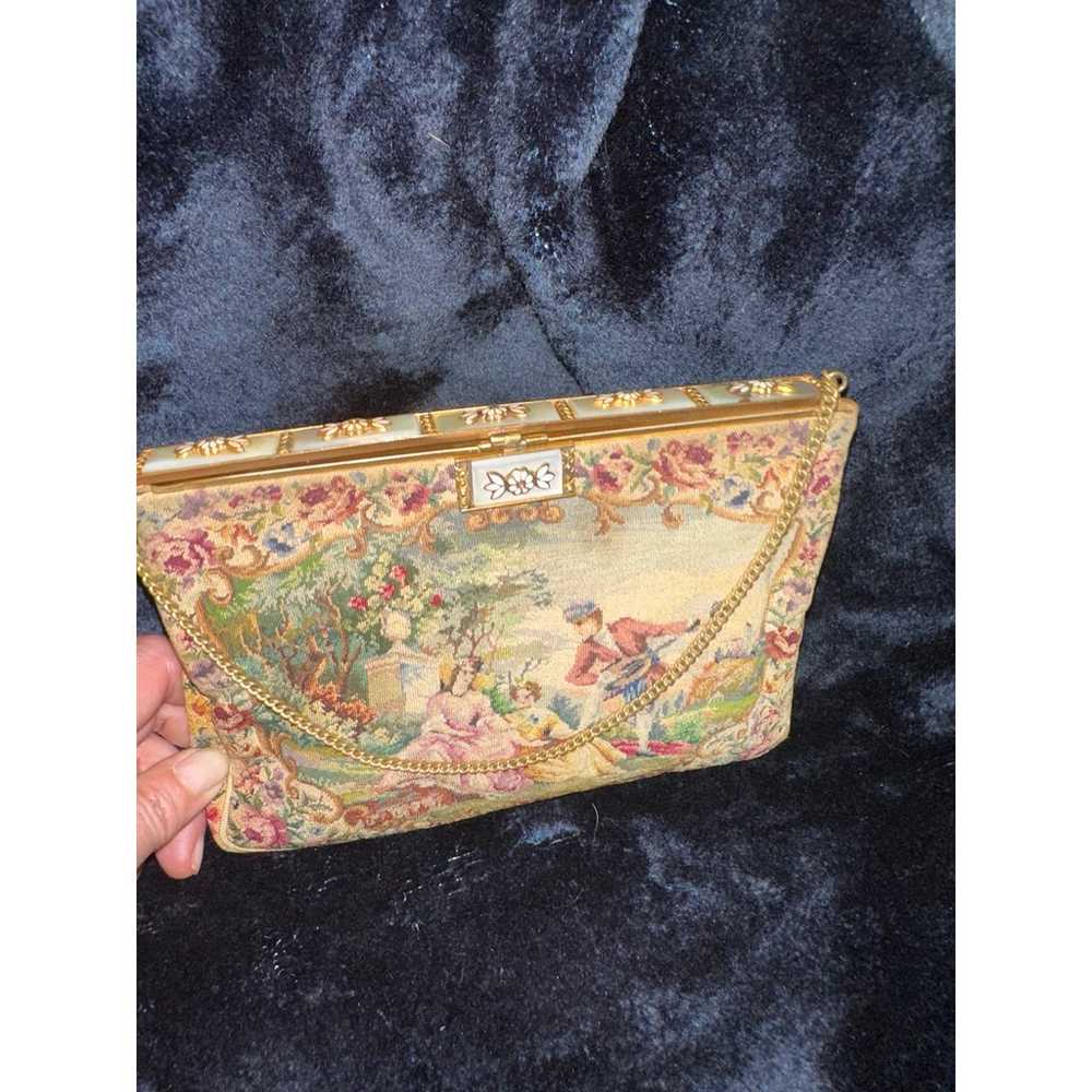 1940's WALBORG PETITPOINT BAG W/ UNIQUE MOTHER OF… - image 4