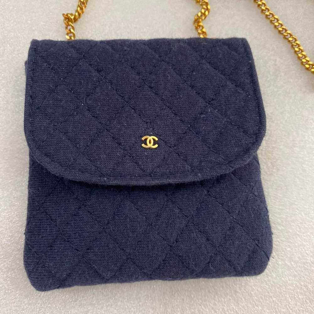 CHANEL Mini Shoulder Bag Matelassé Chain Navy - image 1