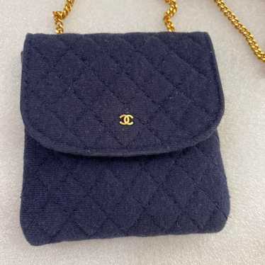 CHANEL Mini Shoulder Bag Matelassé Chain Navy - image 1