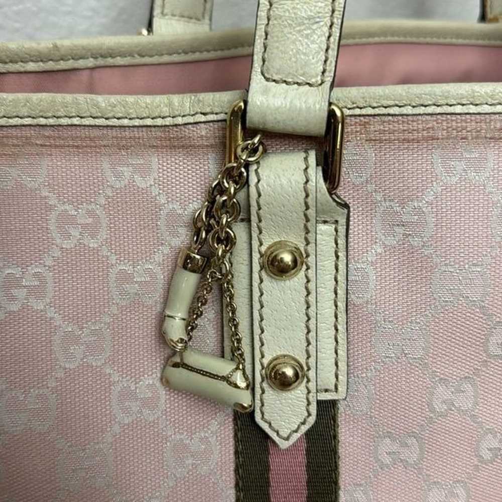 Gucci Sherry Line GG Pink Canvas Tote With Charms - image 3