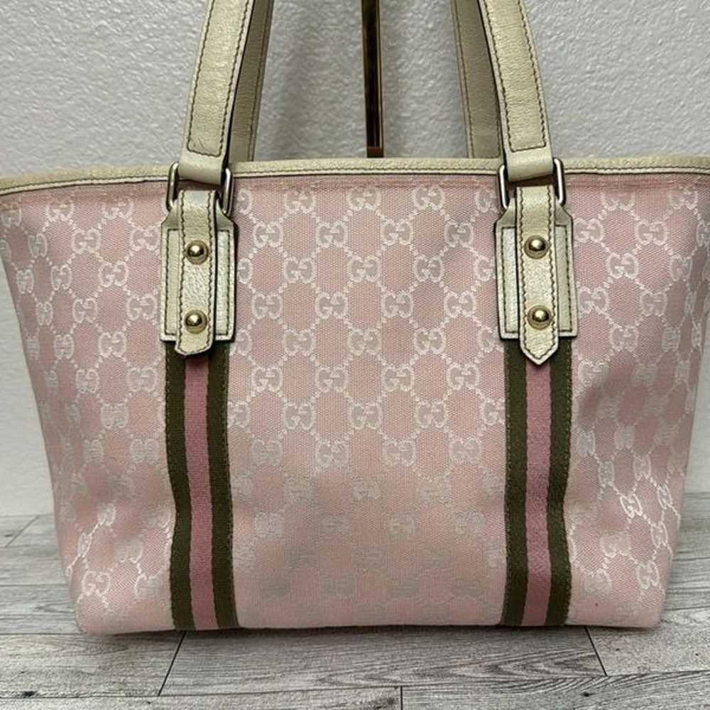 Gucci Sherry Line GG Pink Canvas Tote With Charms - image 4