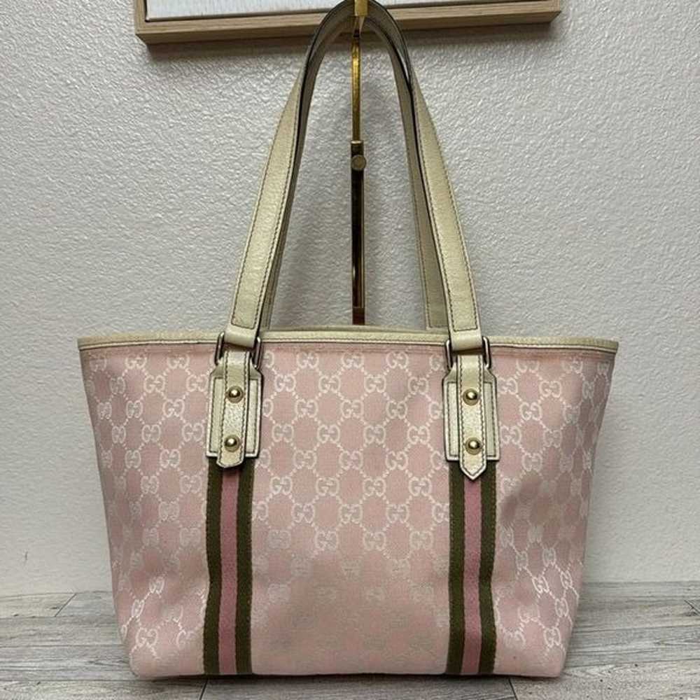 Gucci Sherry Line GG Pink Canvas Tote With Charms - image 5