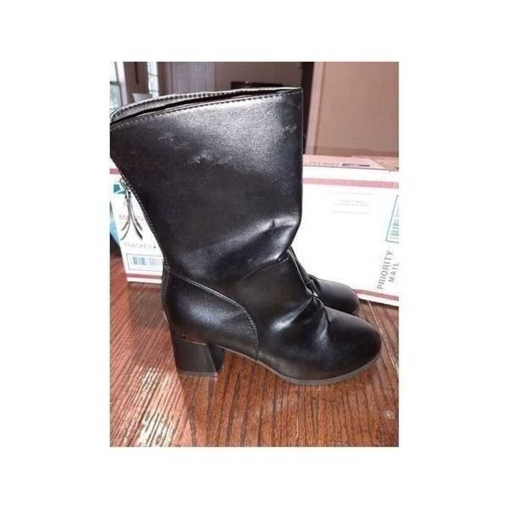 New Size 7 (240) Black Mid Calf Boots Rear Zip Me… - image 1