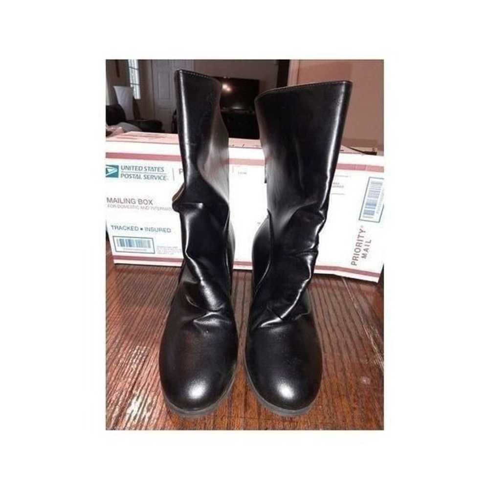 New Size 7 (240) Black Mid Calf Boots Rear Zip Me… - image 2