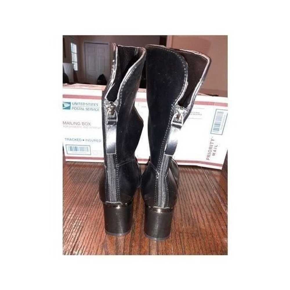 New Size 7 (240) Black Mid Calf Boots Rear Zip Me… - image 3