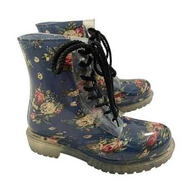 new Dirty Laundry clear blue floral combat rain m… - image 1