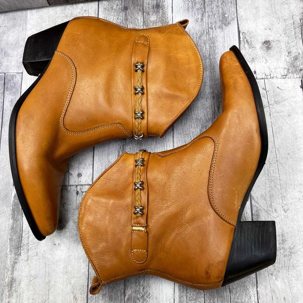 Dingo Leather Boots Sz 9 B Ankle Pointed Toe Tan … - image 9