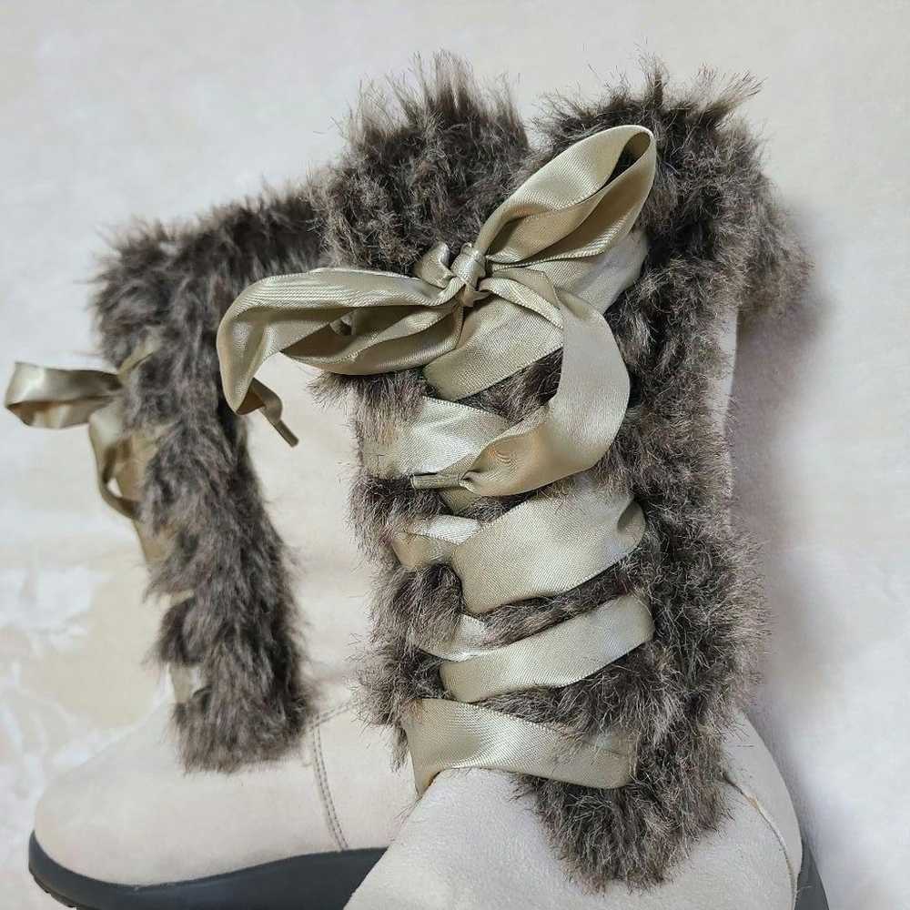 【Mint Condition】VANS Fur Ribbon Boa Boots Beige 2… - image 1