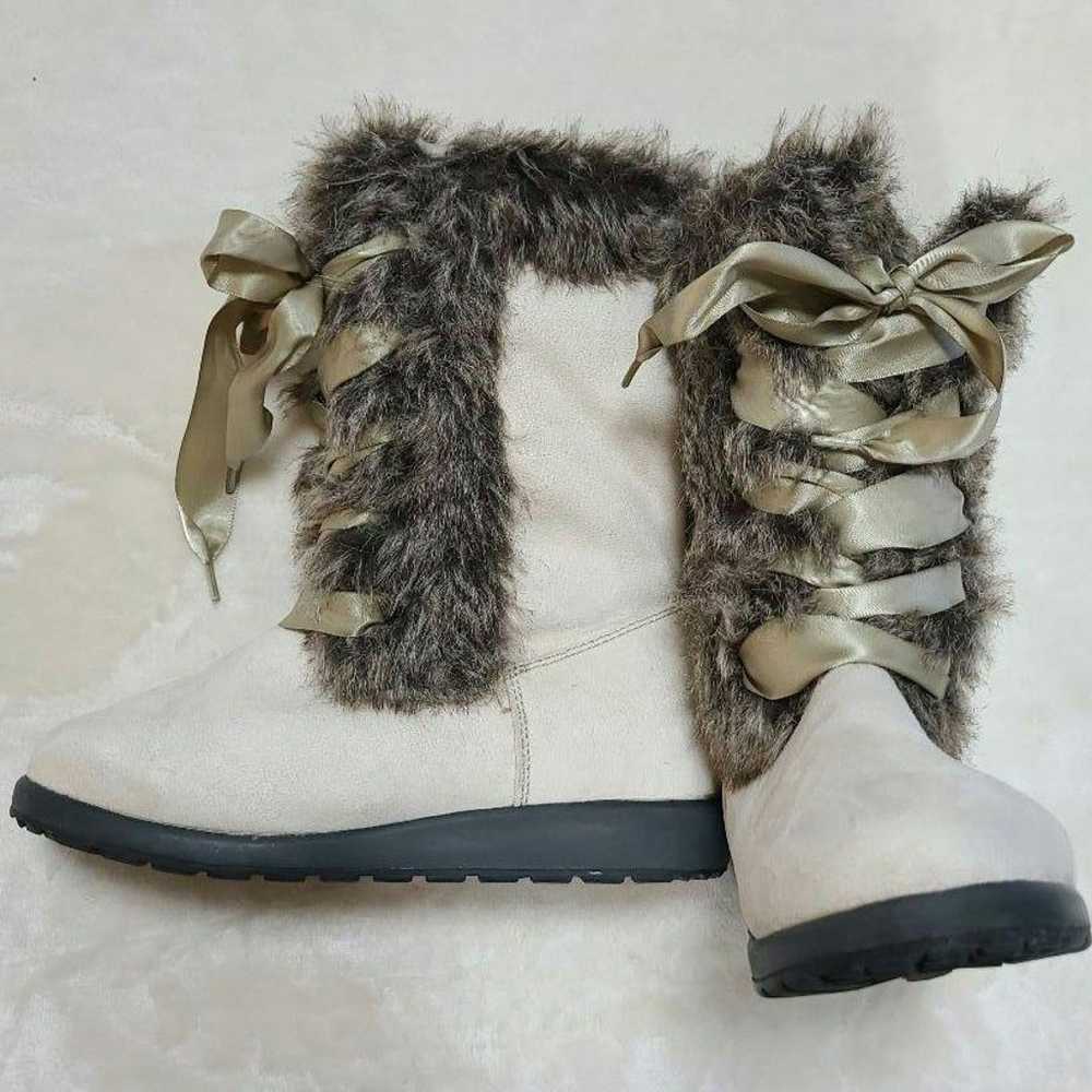 【Mint Condition】VANS Fur Ribbon Boa Boots Beige 2… - image 2